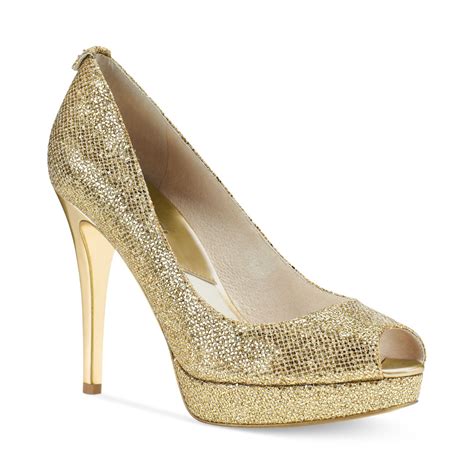 michael kors gold platform pumps|michael kors suede heels.